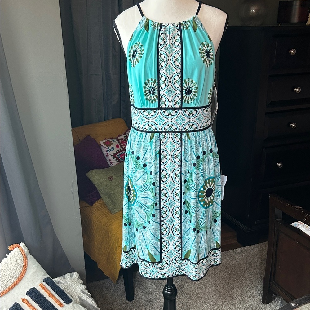 Maggy London Aqua Patterned Dress